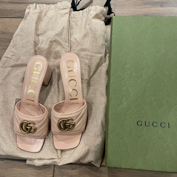 Nappa Matelasse GG Marmont Slide Sandals 36 Skin Rose - Picture 1 of 7